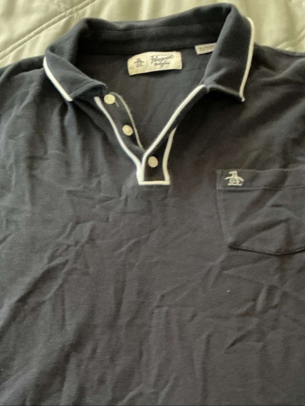 Original Penguin Navy Polo with White Contrast Trim